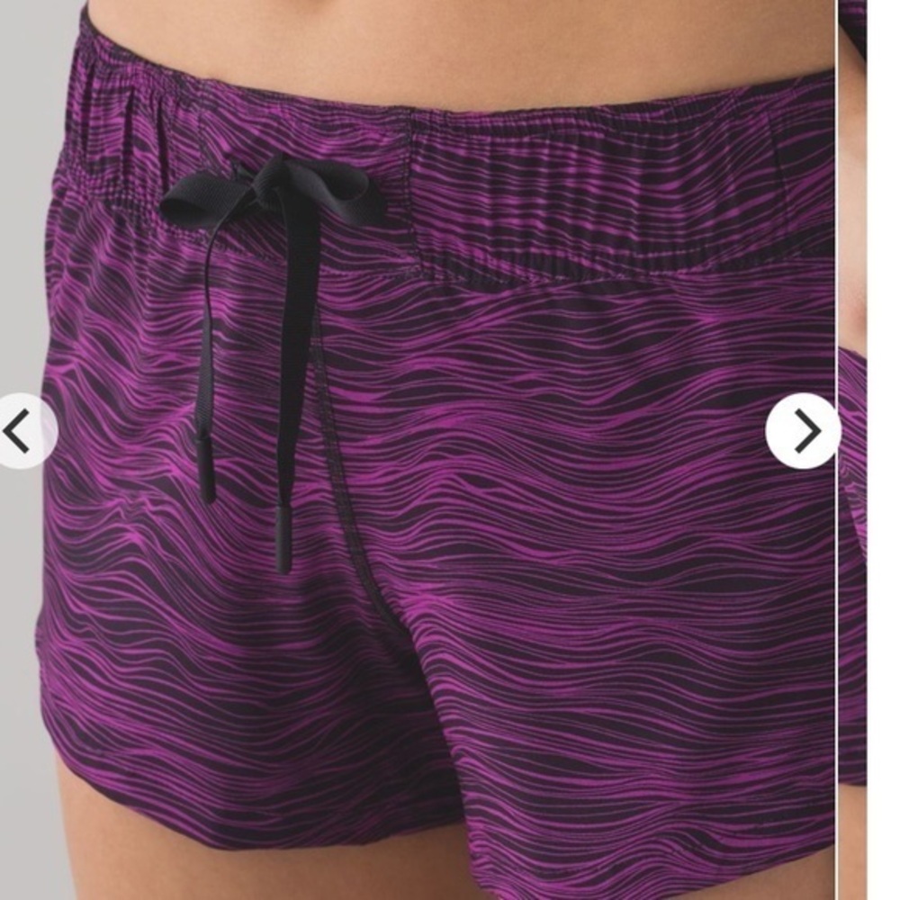 Purple and black zebra/grey reversible lululemon double time Shorts size 4